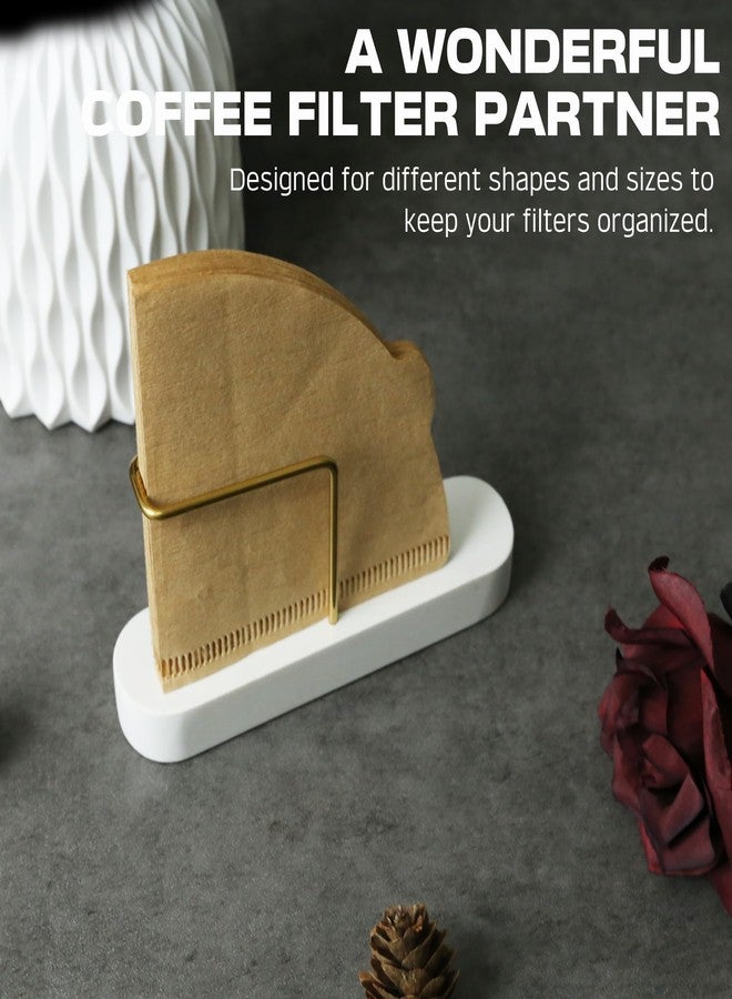 PUNNIO Coffee Filter Holder Storage, Marble & Brass Rack Coffee Filter Container for Coffee Bar/Home/Office, Compatible with #1/#2/#4/V60 Coffee Filter - Image 2